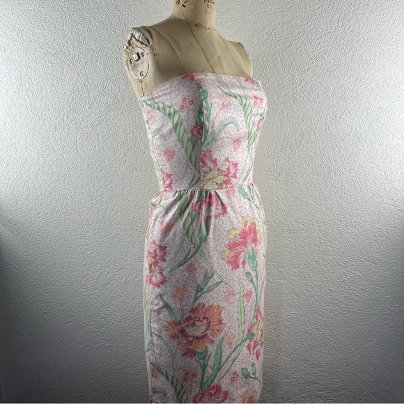 SOLD l 90s 4 Blair Woolverton Barbie Pastel Floral Print Strapless Mini Dress - Picture 8 of 15